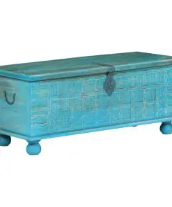vidaXL Storage Chest Solid Mango Wood Blue 100x40x41 cm