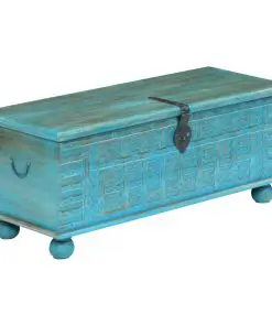 vidaXL Storage Chest Solid Mango Wood Blue 100x40x41 cm