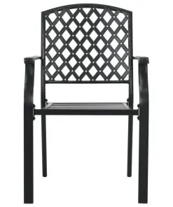 vidaXL Stackable Outdoor Chairs 2 pcs Steel Black