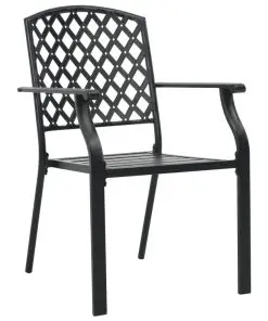 vidaXL Stackable Outdoor Chairs 2 pcs Steel Black