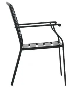 vidaXL Stackable Outdoor Chairs 2 pcs Steel Black