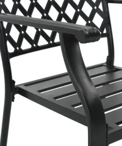 vidaXL Stackable Outdoor Chairs 2 pcs Steel Black
