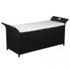 vidaXL Storage Bench with Cushion 138 cm Poly Rattan Black