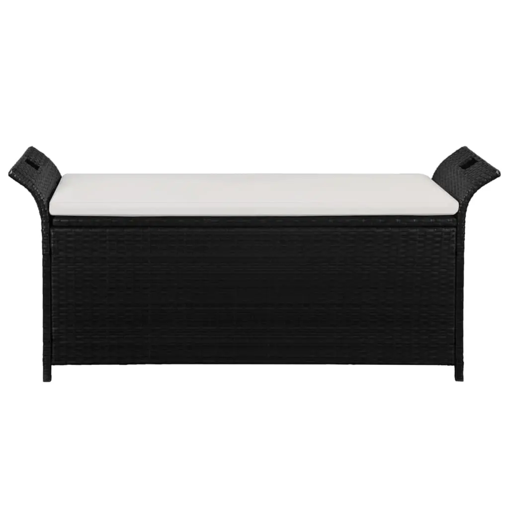 vidaXL Storage Bench with Cushion 138 cm Poly Rattan Black