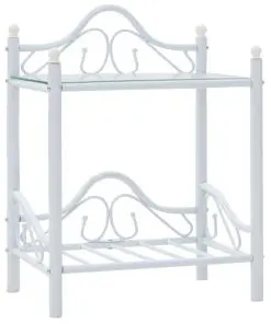 vidaXL Bedside Tables 2 pcs Steel and Tempered Glass 45×30.5×60 cm White