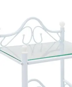 vidaXL Bedside Tables 2 pcs Steel and Tempered Glass 45×30.5×60 cm White