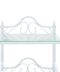 vidaXL Bedside Tables 2 pcs Steel and Tempered Glass 45×30.5×60 cm White