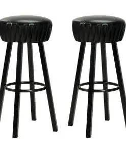 vidaXL Bar Chairs 2 pcs Black Faux Leather