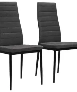 vidaXL Dining Chairs 2 pcs Dark Grey Fabric