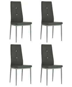 vidaXL Dining Chairs 4 pcs Grey Faux Leather