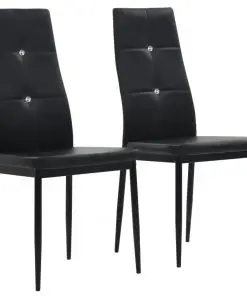 vidaXL Dining Chairs 2 pcs Black Faux Leather
