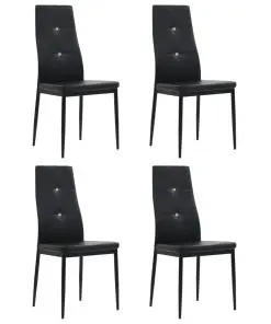 vidaXL Dining Chairs 4 pcs Black Faux Leather