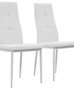 vidaXL Dining Chairs 2 pcs White Faux Leather