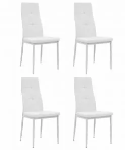vidaXL Dining Chairs 4 pcs White Faux Leather