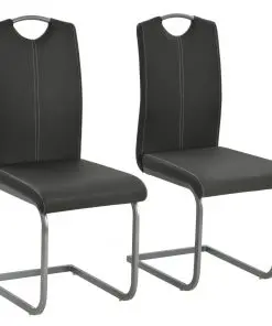 vidaXL Cantilever Dining Chairs 2 pcs Grey Faux Leather