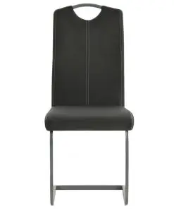 vidaXL Cantilever Dining Chairs 2 pcs Grey Faux Leather