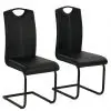 vidaXL Cantilever Dining Chairs 2 pcs Black Faux Leather
