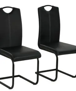vidaXL Cantilever Dining Chairs 2 pcs Black Faux Leather