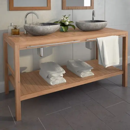 vidaXL Bathroom Vanity Cabinet Solid Teak 132x45x75 cm