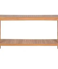 vidaXL Bathroom Vanity Cabinet Solid Teak with Riverstone Sinks