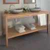 vidaXL Bathroom Vanity Cabinet Solid Teak with Riverstone Sinks vidaXL Bathroom Vanity Cabinet Solid Teak with Riverstone Sinks