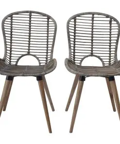 vidaXL Dining Chairs 2 pcs Brown Natural Rattan