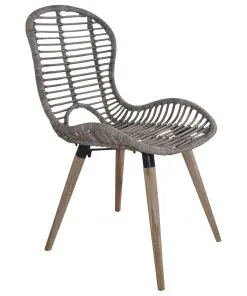 vidaXL Dining Chairs 2 pcs Brown Natural Rattan