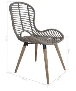 vidaXL Dining Chairs 2 pcs Brown Natural Rattan