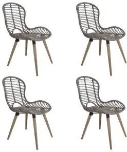 vidaXL Dining Chairs 4 pcs Brown Natural Rattan