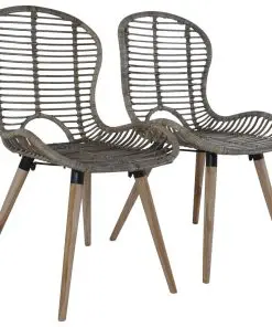 vidaXL Dining Chairs 4 pcs Brown Natural Rattan