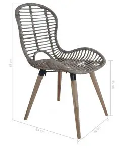 vidaXL Dining Chairs 4 pcs Brown Natural Rattan