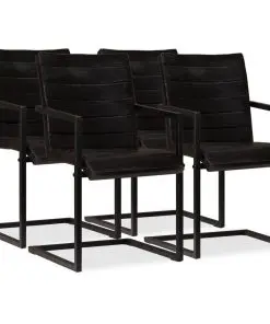 vidaXL Dining Chairs 4 pcs Anthracite Real Leather