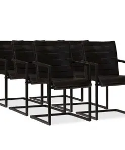 vidaXL Dining Chairs 6 pcs Anthracite Real Leather