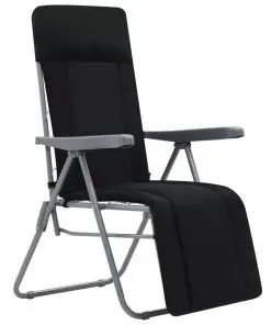 vidaXL Folding Garden Chairs with Cushions 2 pcs Black