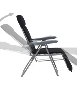 vidaXL Folding Garden Chairs with Cushions 2 pcs Black