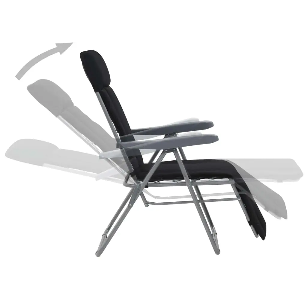 vidaXL Folding Garden Chairs with Cushions 2 pcs Black