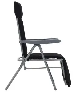 vidaXL Folding Garden Chairs with Cushions 2 pcs Black