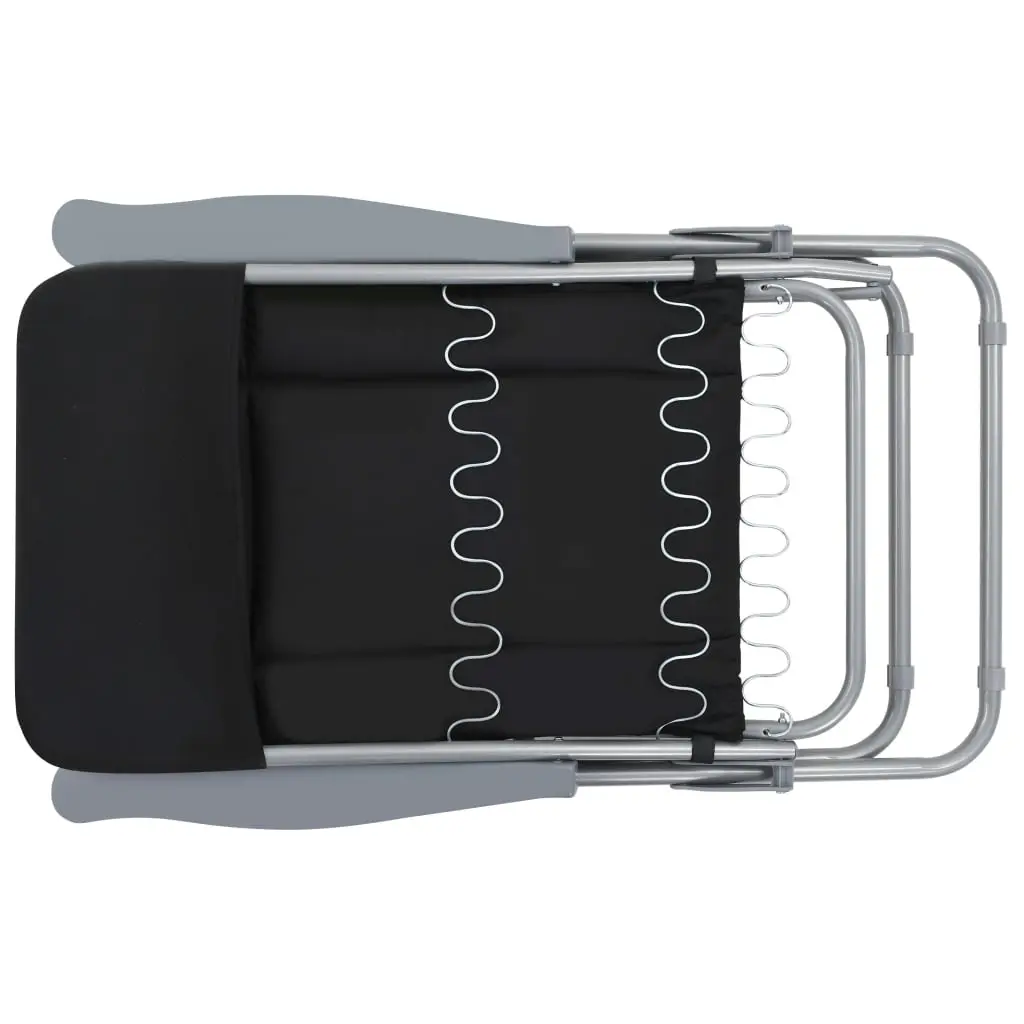 vidaXL Folding Garden Chairs with Cushions 2 pcs Black