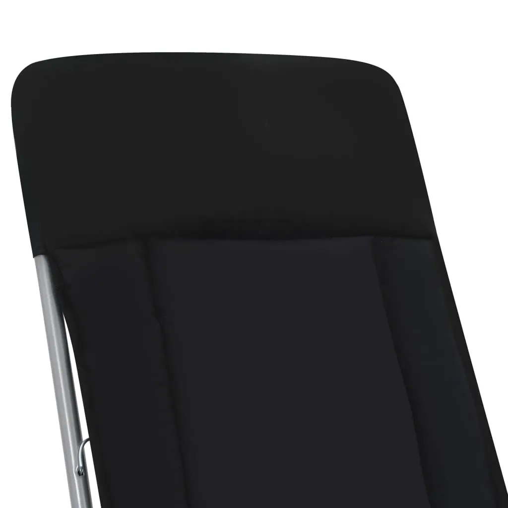 vidaXL Folding Garden Chairs with Cushions 2 pcs Black