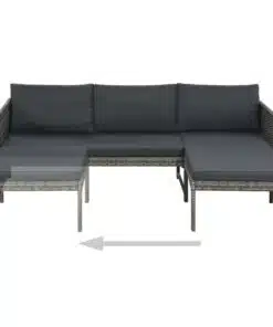 vidaXL 3 Piece Garden Lounge Set with Cushions Poly Rattan Grey