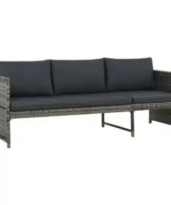 vidaXL 3 Piece Garden Lounge Set with Cushions Poly Rattan Grey