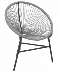 vidaXL Garden Moon Chair Poly Rattan Grey