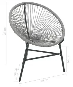 vidaXL Garden Moon Chair Poly Rattan Grey