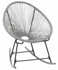 vidaXL Outdoor Rocking Moon Chair Grey Poly Rattan