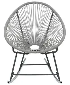 vidaXL Outdoor Rocking Moon Chair Grey Poly Rattan