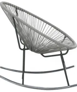 vidaXL Outdoor Rocking Moon Chair Grey Poly Rattan