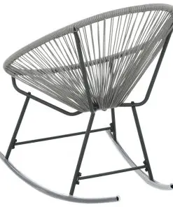 vidaXL Outdoor Rocking Moon Chair Grey Poly Rattan
