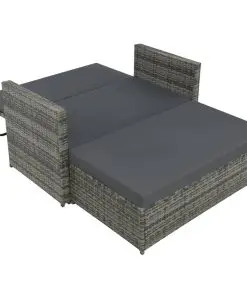 vidaXL 2 Piece Garden Lounge Set with Cushions Poly Rattan Grey