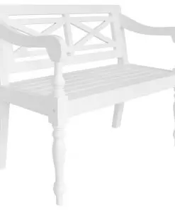 vidaXL Batavia Bench 98 cm Solid Mahogany Wood White