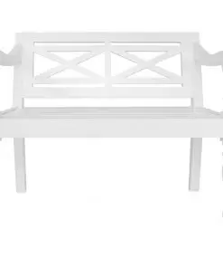 vidaXL Batavia Bench 98 cm Solid Mahogany Wood White
